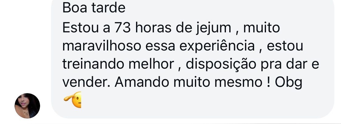 Depoimento de aluno com 73 horas de jejum